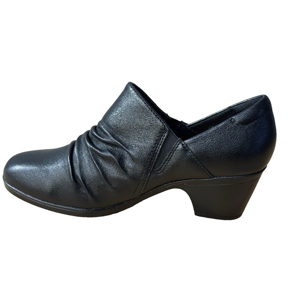Clarks Collection Women's Black Leather Low Heel Slip On Comfort Shoes Size 7 - Picture 7 of 10